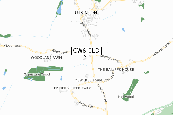CW6 0LD map - small scale - OS Open Zoomstack (Ordnance Survey)
