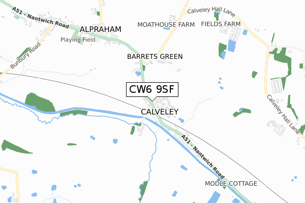 CW6 9SF map - small scale - OS Open Zoomstack (Ordnance Survey)
