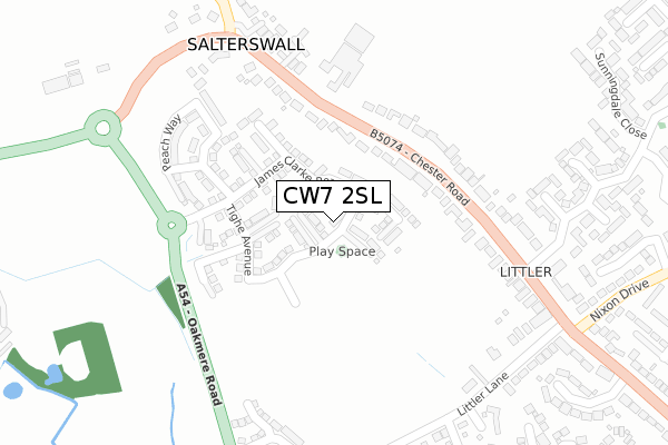 CW7 2SL map - large scale - OS Open Zoomstack (Ordnance Survey)