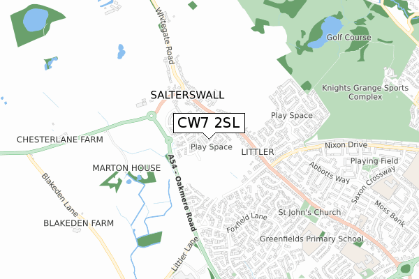 CW7 2SL map - small scale - OS Open Zoomstack (Ordnance Survey)