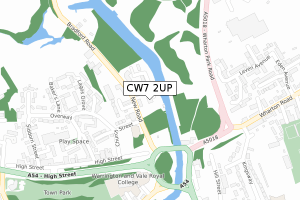 CW7 2UP map - large scale - OS Open Zoomstack (Ordnance Survey)