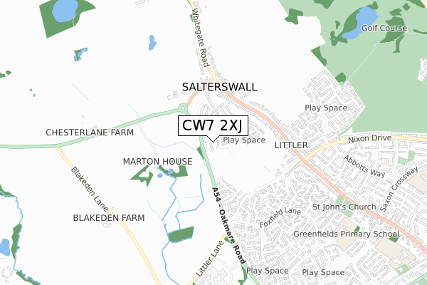 CW7 2XJ map - small scale - OS Open Zoomstack (Ordnance Survey) CW7 2XJ map - small scale - OS Open Zoomstack (Ordnance Survey)