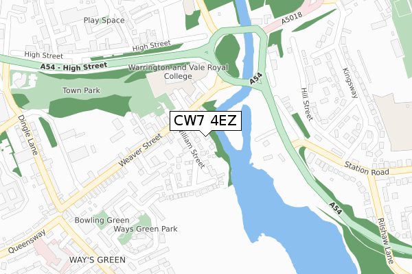 CW7 4EZ map - large scale - OS Open Zoomstack (Ordnance Survey) CW7 4EZ map - large scale - OS Open Zoomstack (Ordnance Survey)