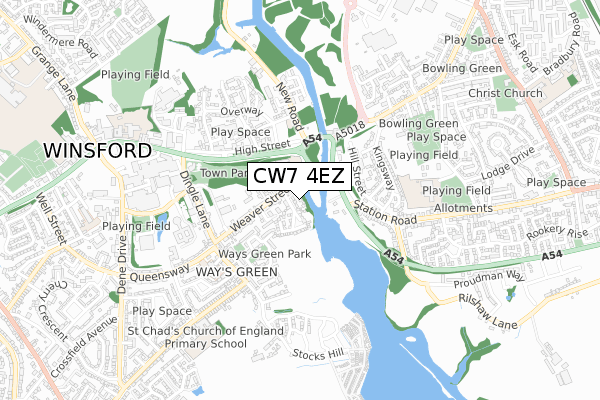 CW7 4EZ map - small scale - OS Open Zoomstack (Ordnance Survey) CW7 4EZ map - small scale - OS Open Zoomstack (Ordnance Survey)