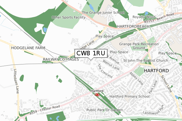 CW8 1RU map - small scale - OS Open Zoomstack (Ordnance Survey) CW8 1RU map - small scale - OS Open Zoomstack (Ordnance Survey)