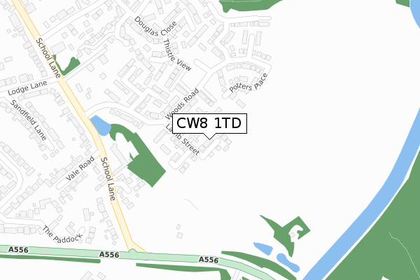 CW8 1TD map - large scale - OS Open Zoomstack (Ordnance Survey)