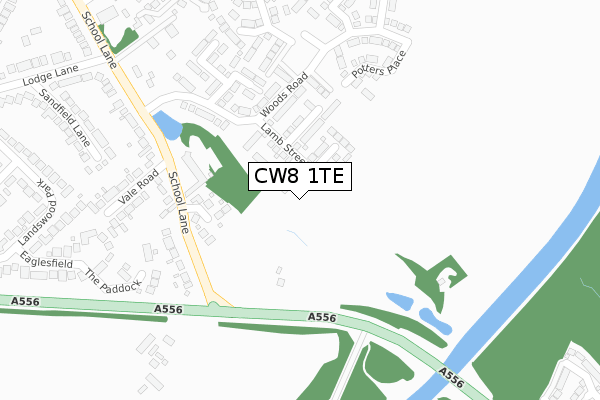 CW8 1TE map - large scale - OS Open Zoomstack (Ordnance Survey)