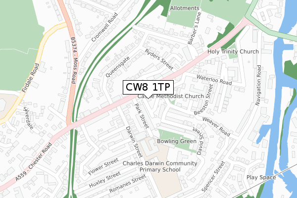 CW8 1TP map - large scale - OS Open Zoomstack (Ordnance Survey)