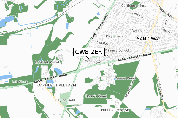 CW8 2ER map - small scale - OS Open Zoomstack (Ordnance Survey)