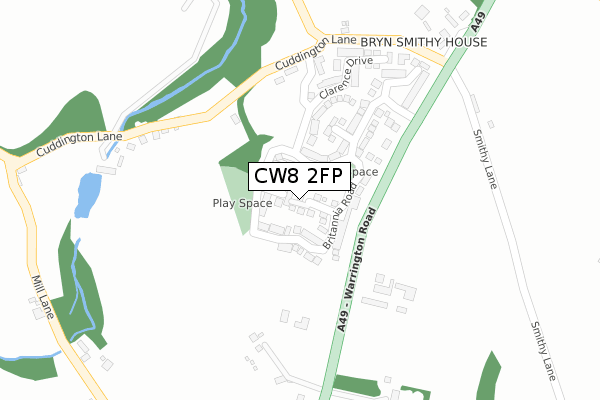 CW8 2FP map - large scale - OS Open Zoomstack (Ordnance Survey)