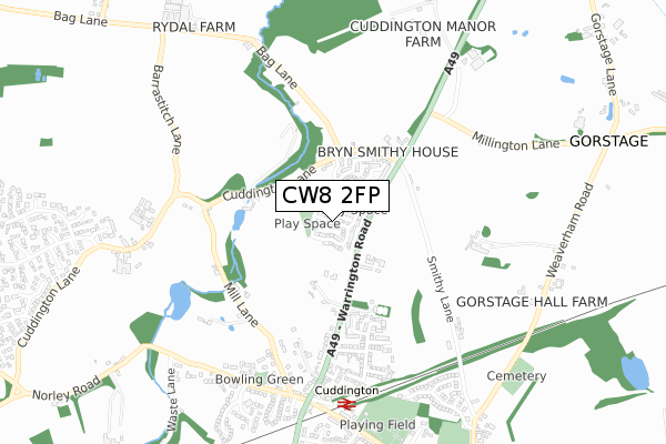 CW8 2FP map - small scale - OS Open Zoomstack (Ordnance Survey)