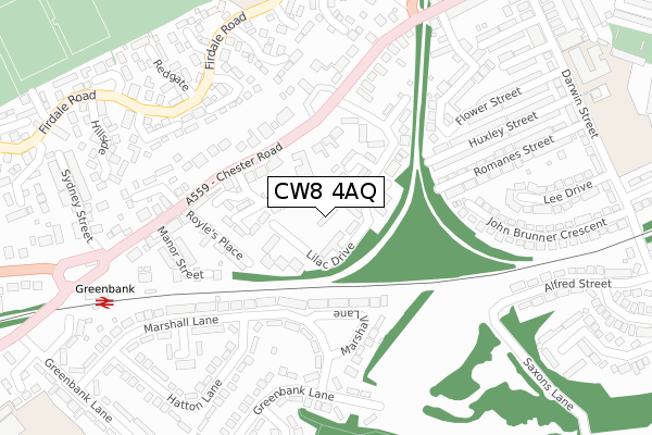 CW8 4AQ map - large scale - OS Open Zoomstack (Ordnance Survey)