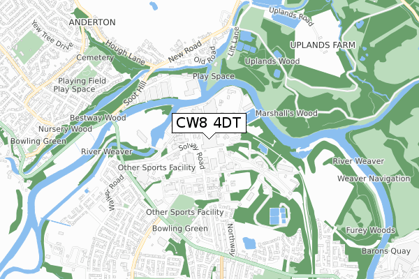 CW8 4DT map - small scale - OS Open Zoomstack (Ordnance Survey) CW8 4DT map - small scale - OS Open Zoomstack (Ordnance Survey)