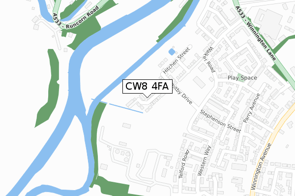 CW8 4FA map - large scale - OS Open Zoomstack (Ordnance Survey) CW8 4FA map - large scale - OS Open Zoomstack (Ordnance Survey)