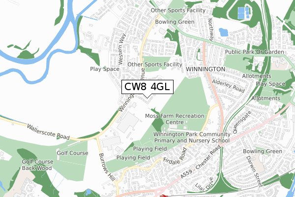 CW8 4GL map - small scale - OS Open Zoomstack (Ordnance Survey)