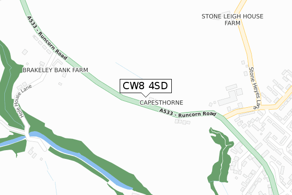 CW8 4SD map - large scale - OS Open Zoomstack (Ordnance Survey)