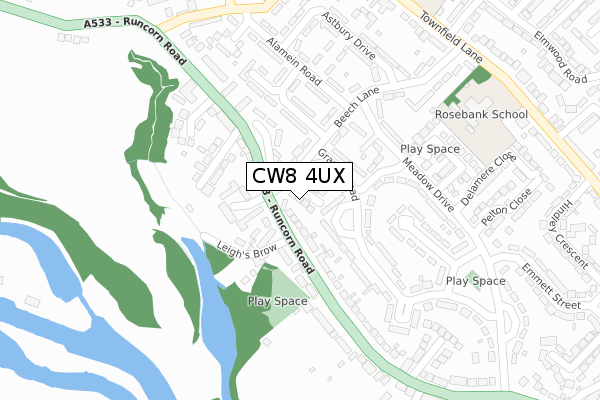 CW8 4UX map - large scale - OS Open Zoomstack (Ordnance Survey)