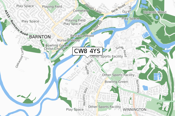 CW8 4YS map - small scale - OS Open Zoomstack (Ordnance Survey)