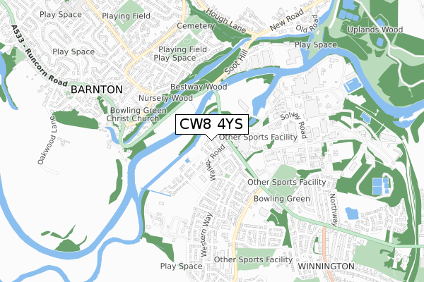 CW8 4YS map - small scale - OS Open Zoomstack (Ordnance Survey) CW8 4YS map - small scale - OS Open Zoomstack (Ordnance Survey)