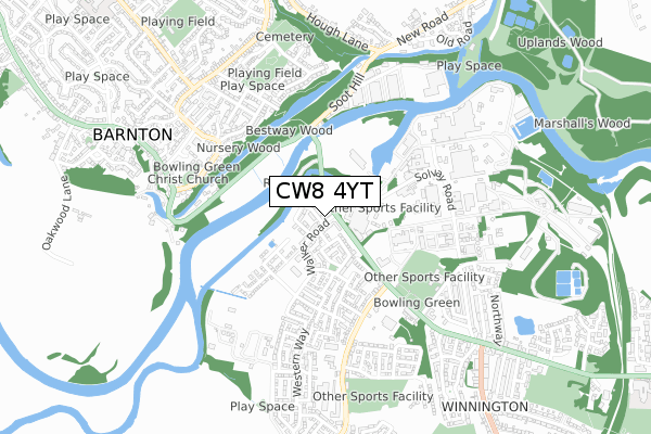 CW8 4YT map - small scale - OS Open Zoomstack (Ordnance Survey) CW8 4YT map - small scale - OS Open Zoomstack (Ordnance Survey)