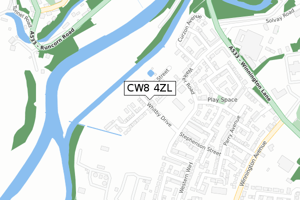 CW8 4ZL map - large scale - OS Open Zoomstack (Ordnance Survey)