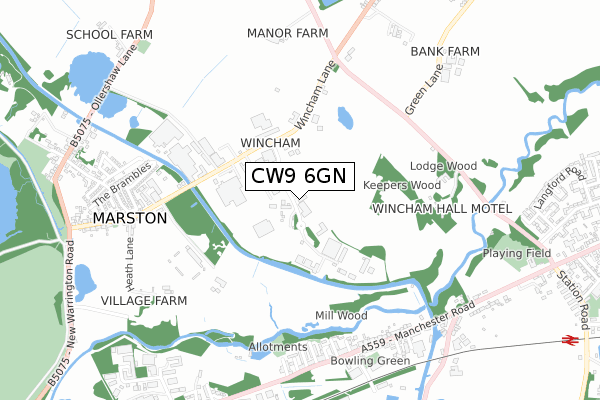 CW9 6GN map - small scale - OS Open Zoomstack (Ordnance Survey)
