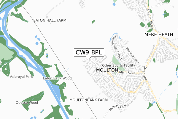 CW9 8PL map - small scale - OS Open Zoomstack (Ordnance Survey)