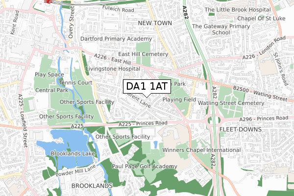 DA1 1AT map - small scale - OS Open Zoomstack (Ordnance Survey)
