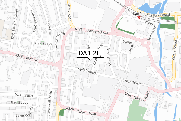 DA1 2FJ map - large scale - OS Open Zoomstack (Ordnance Survey)