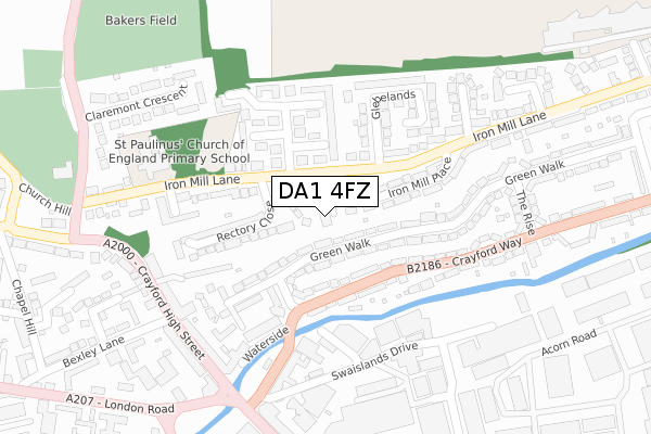 DA1 4FZ map - large scale - OS Open Zoomstack (Ordnance Survey)