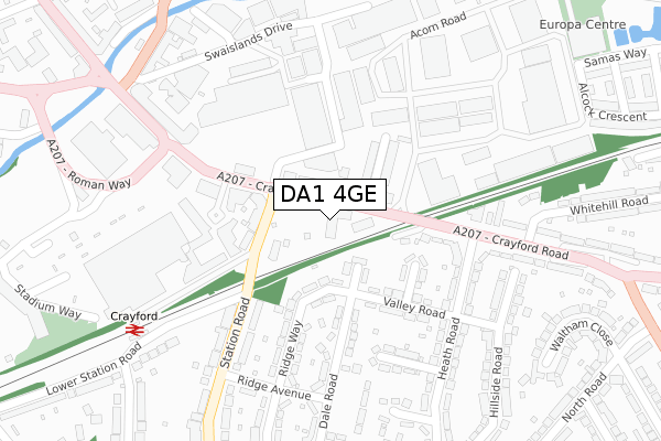 DA1 4GE map - large scale - OS Open Zoomstack (Ordnance Survey)