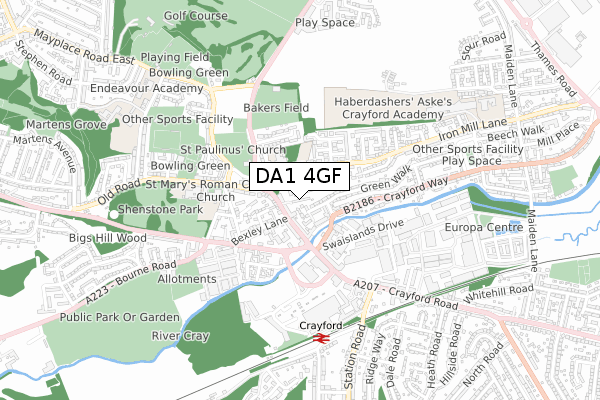 DA1 4GF map - small scale - OS Open Zoomstack (Ordnance Survey) DA1 4GF map - small scale - OS Open Zoomstack (Ordnance Survey)