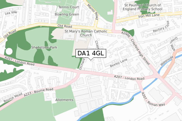 DA1 4GL map - large scale - OS Open Zoomstack (Ordnance Survey)