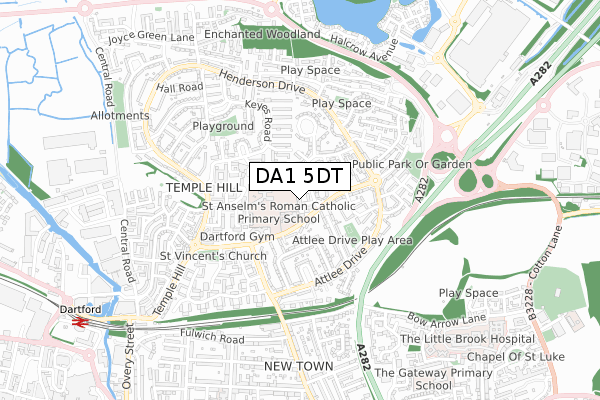 DA1 5DT map - small scale - OS Open Zoomstack (Ordnance Survey)