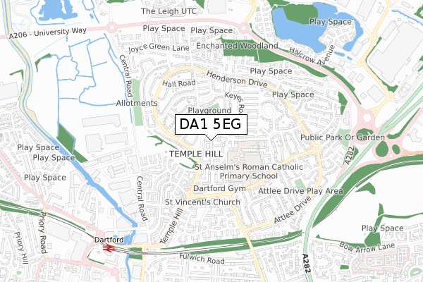 DA1 5EG map - small scale - OS Open Zoomstack (Ordnance Survey)