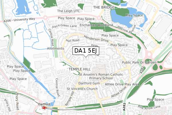 DA1 5EJ map - small scale - OS Open Zoomstack (Ordnance Survey)