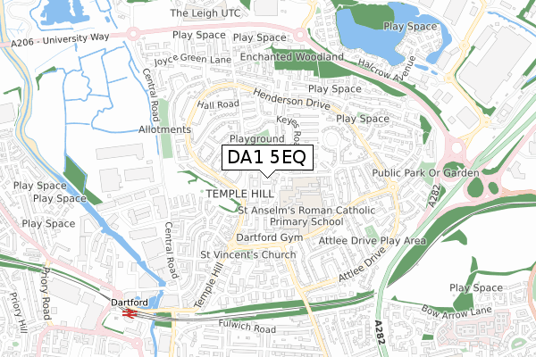 DA1 5EQ map - small scale - OS Open Zoomstack (Ordnance Survey) DA1 5EQ map - small scale - OS Open Zoomstack (Ordnance Survey)