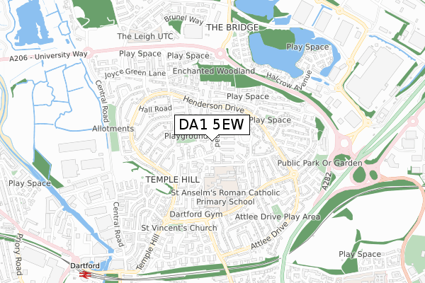 DA1 5EW map - small scale - OS Open Zoomstack (Ordnance Survey)