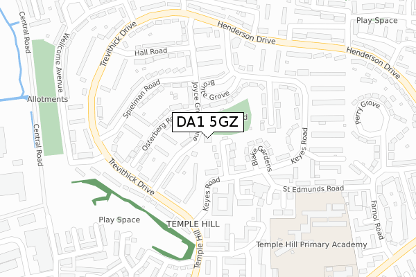 DA1 5GZ map - large scale - OS Open Zoomstack (Ordnance Survey)