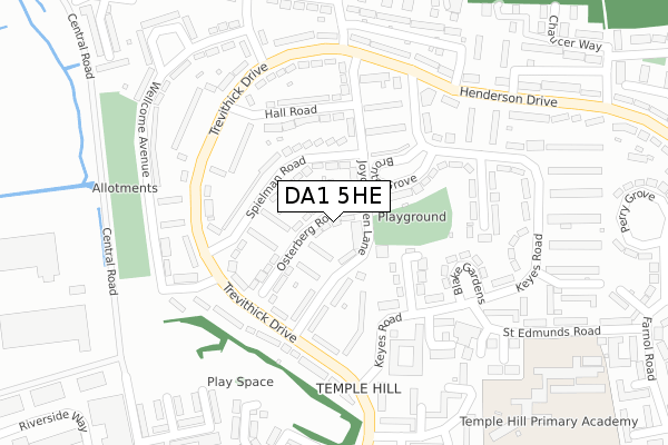 DA1 5HE map - large scale - OS Open Zoomstack (Ordnance Survey)