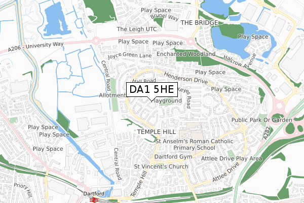 DA1 5HE map - small scale - OS Open Zoomstack (Ordnance Survey)