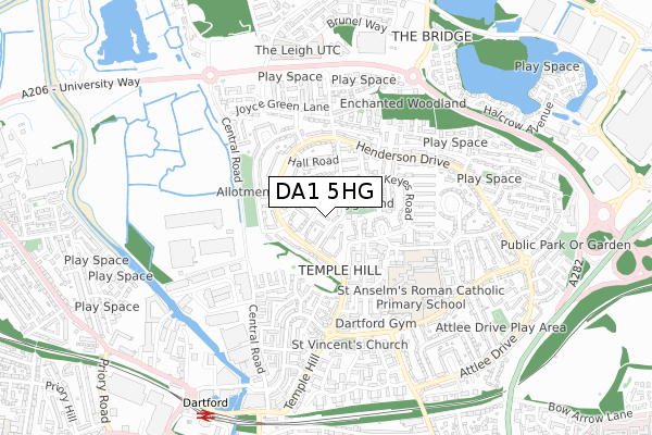 DA1 5HG map - small scale - OS Open Zoomstack (Ordnance Survey)