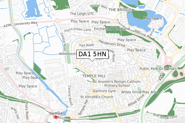 DA1 5HN map - small scale - OS Open Zoomstack (Ordnance Survey)