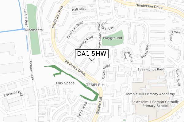 DA1 5HW map - large scale - OS Open Zoomstack (Ordnance Survey)