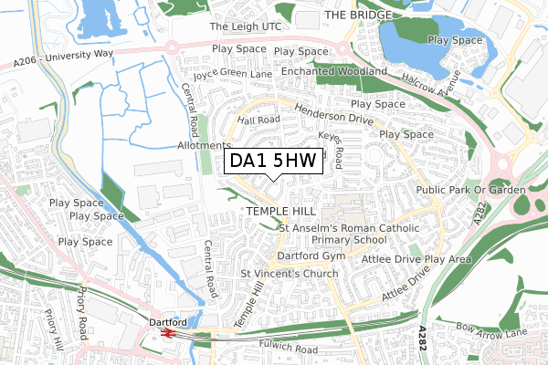 DA1 5HW map - small scale - OS Open Zoomstack (Ordnance Survey)