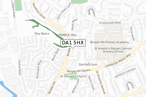 DA1 5HX map - large scale - OS Open Zoomstack (Ordnance Survey) DA1 5HX map - large scale - OS Open Zoomstack (Ordnance Survey)