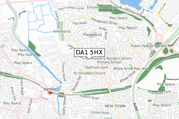 DA1 5HX map - small scale - OS Open Zoomstack (Ordnance Survey)