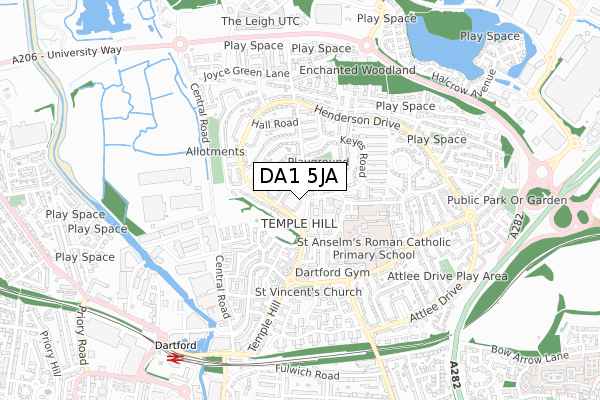 DA1 5JA map - small scale - OS Open Zoomstack (Ordnance Survey)