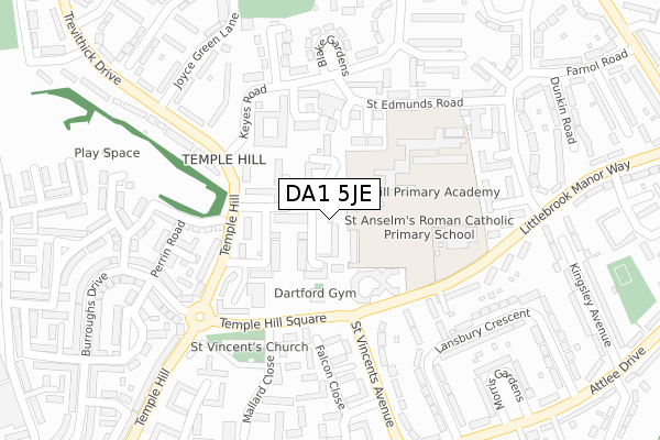 DA1 5JE map - large scale - OS Open Zoomstack (Ordnance Survey)