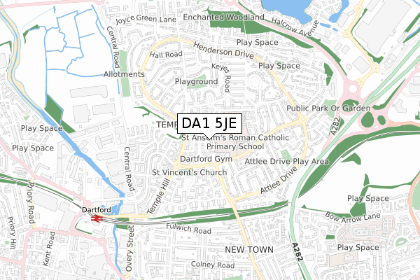 DA1 5JE map - small scale - OS Open Zoomstack (Ordnance Survey)
